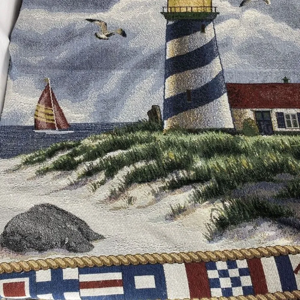 Coastal Sea Nautical Lighthouse Tapestry Wall Hanging 56X46.5
